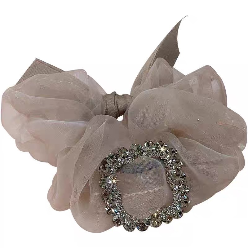 New temperament water diamond organza rubber band headband  large intestine hair tie  exquisite hair accessory  headwear