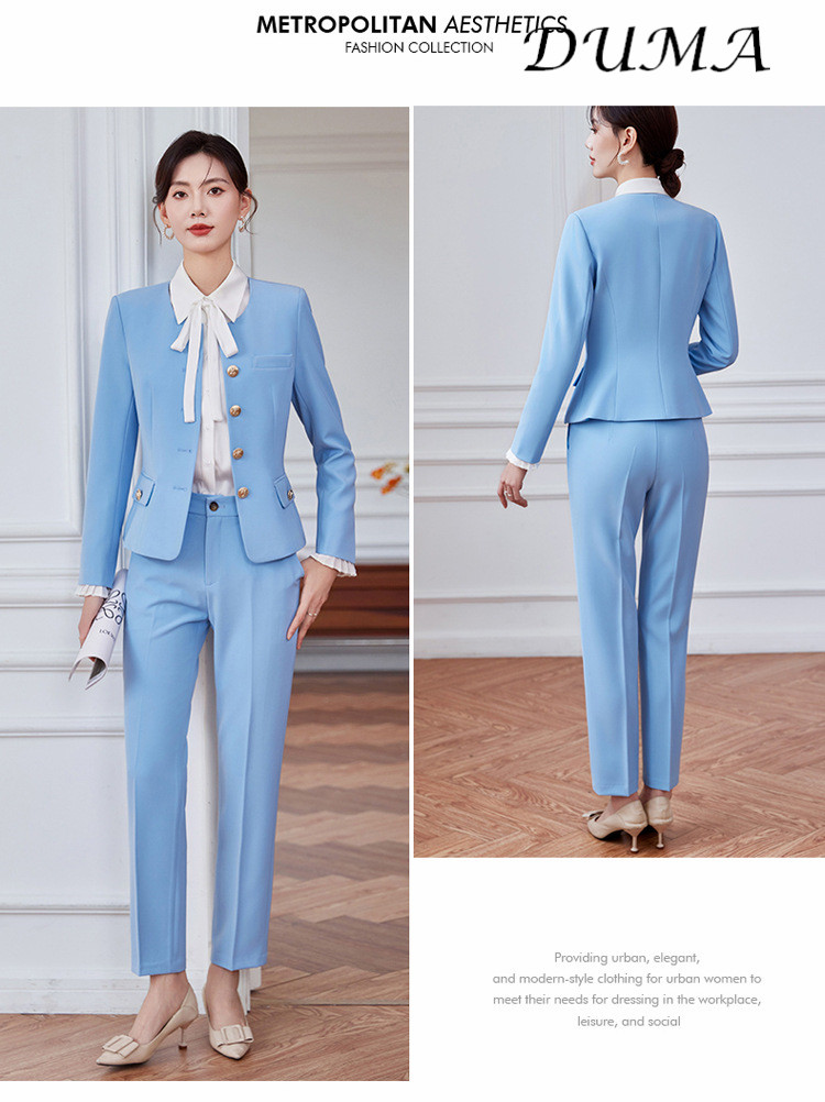 "DUMA"Women Gray Tweed Blazer Skirt Set Spring Autumn Elegant Commuter Two‑Piece Outfit
