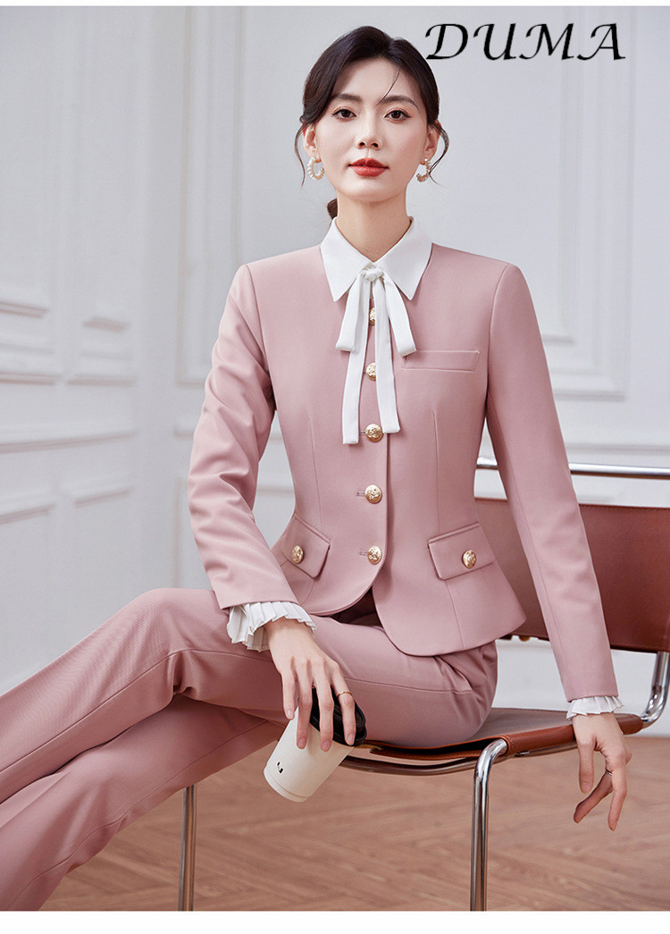 "DUMA"Women Gray Tweed Blazer Skirt Set Spring Autumn Elegant Commuter Two‑Piece Outfit