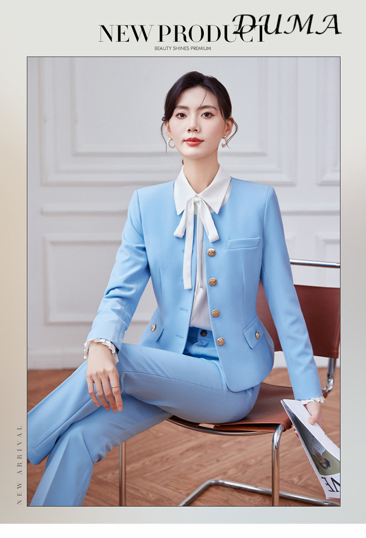 "DUMA"Women Gray Tweed Blazer Skirt Set Spring Autumn Elegant Commuter Two‑Piece Outfit