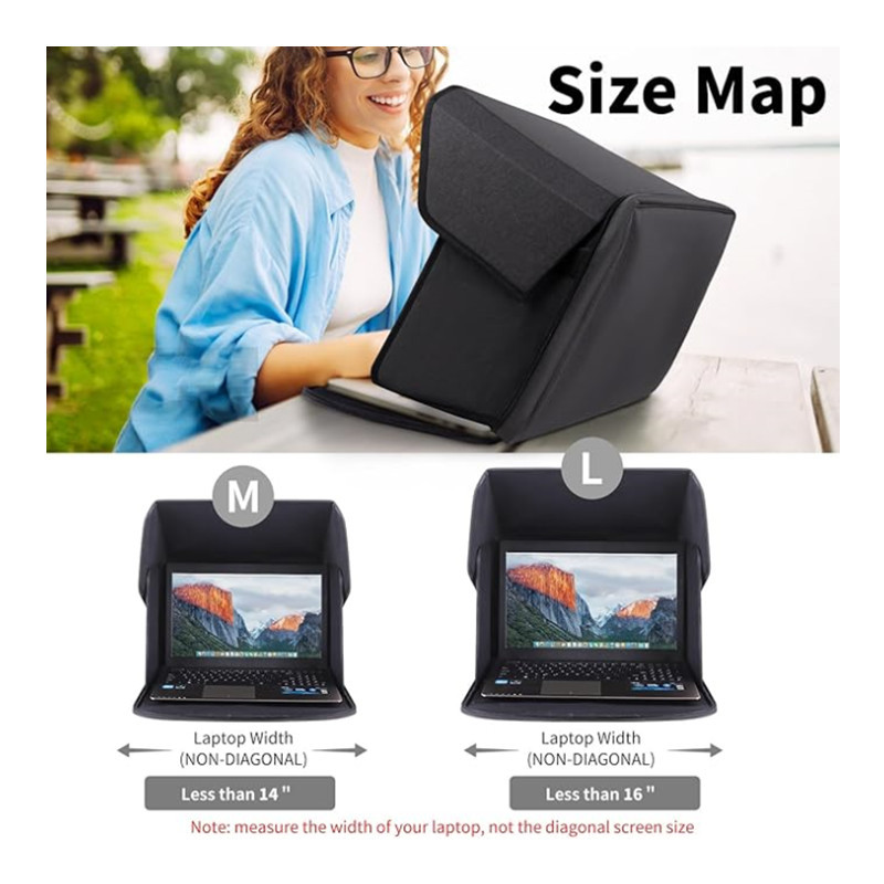 Laptop Sun Shade Hood, Foldable Anti-Glare Monitor Cover Portable Protective Case Durable Outdoor Work Camping Travel Sleeve