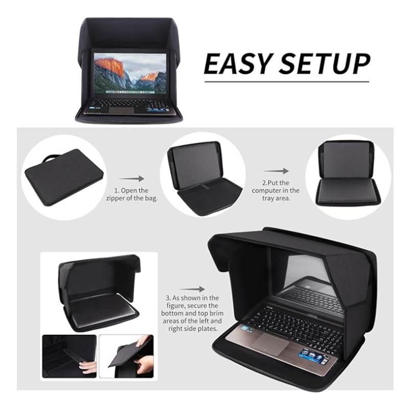 Laptop Sun Shade Hood, Foldable Anti-Glare Monitor Cover Portable Protective Case Durable Outdoor Work Camping Travel Sleeve