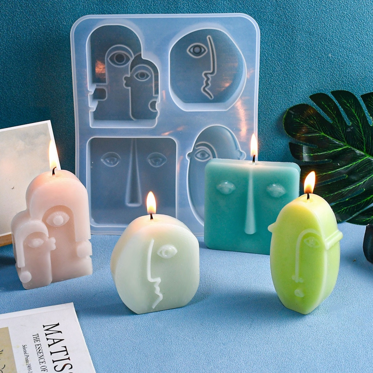 Nordic Design Silicone Candle Mold Handmade Abstract Human Face Plaster Epoxy Resin Aromath Soap Molds Home Decor Craft Gifts