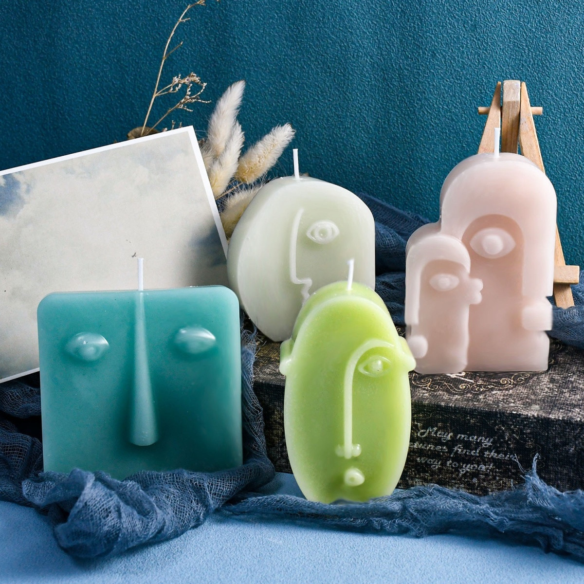 Nordic Design Silicone Candle Mold Handmade Abstract Human Face Plaster Epoxy Resin Aromath Soap Molds Home Decor Craft Gifts