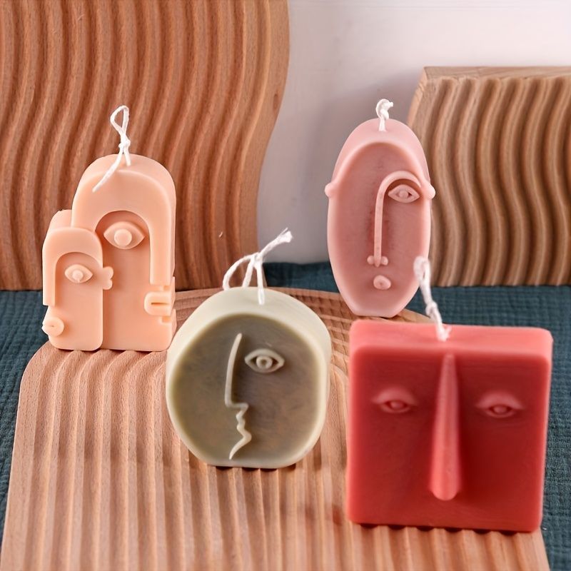 Nordic Design Silicone Candle Mold Handmade Abstract Human Face Plaster Epoxy Resin Aromath Soap Molds Home Decor Craft Gifts