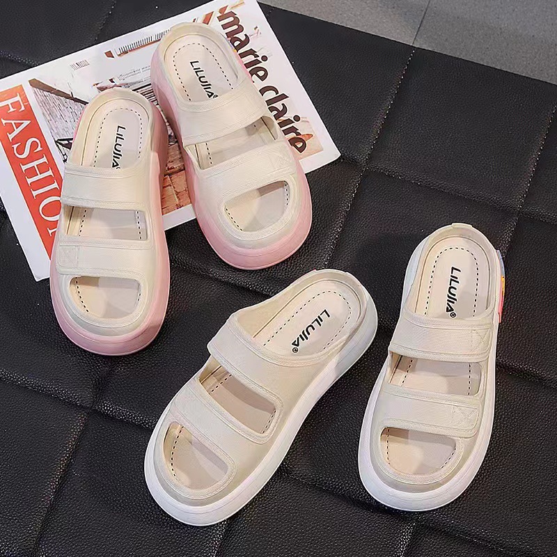 Fashionable casual slippers for women's outdoor wear  new fairy style cool slippers  versatile thick soled beach shoes