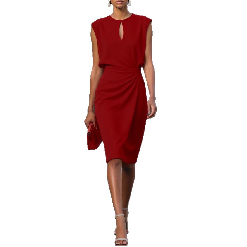 Free delivery of high-quality 2026 new summer women's clothing hot selling knotted round neck dress