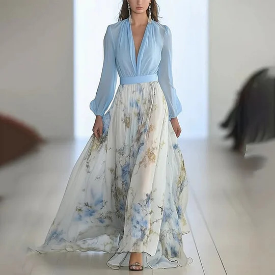 Free delivery of high-quality 2026 new summer women's clothing hot selling long sleeved V-neck dress