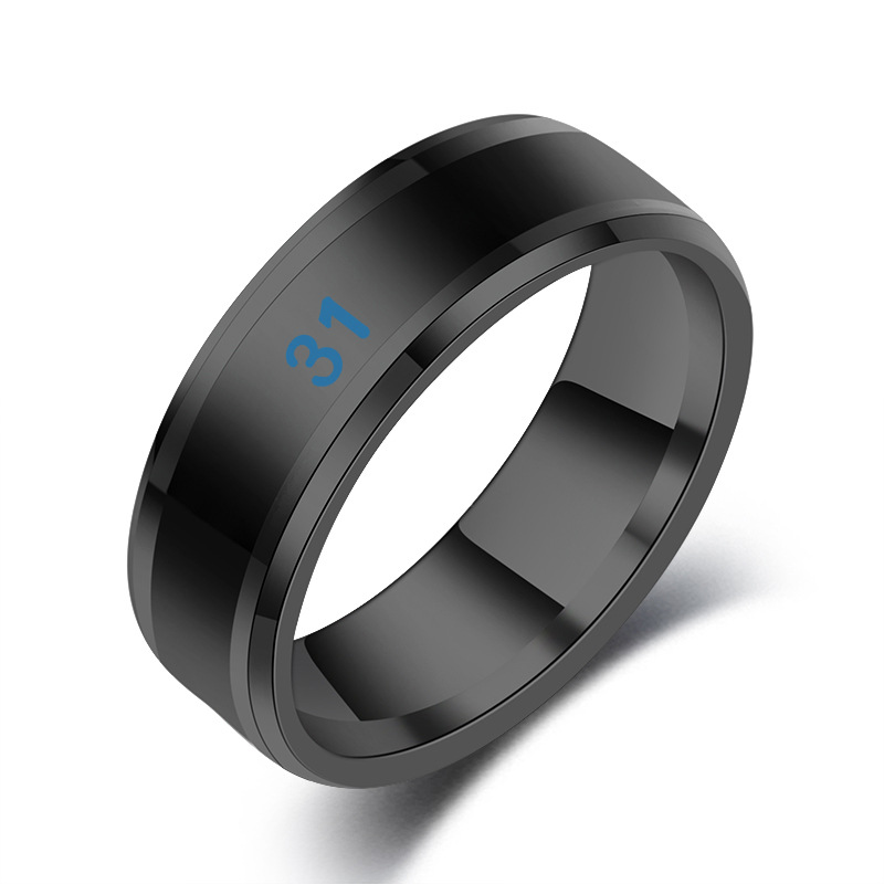 Intelligent stainless steel temperature sensing ring temperature sensitive color changing titanium steel smart ring