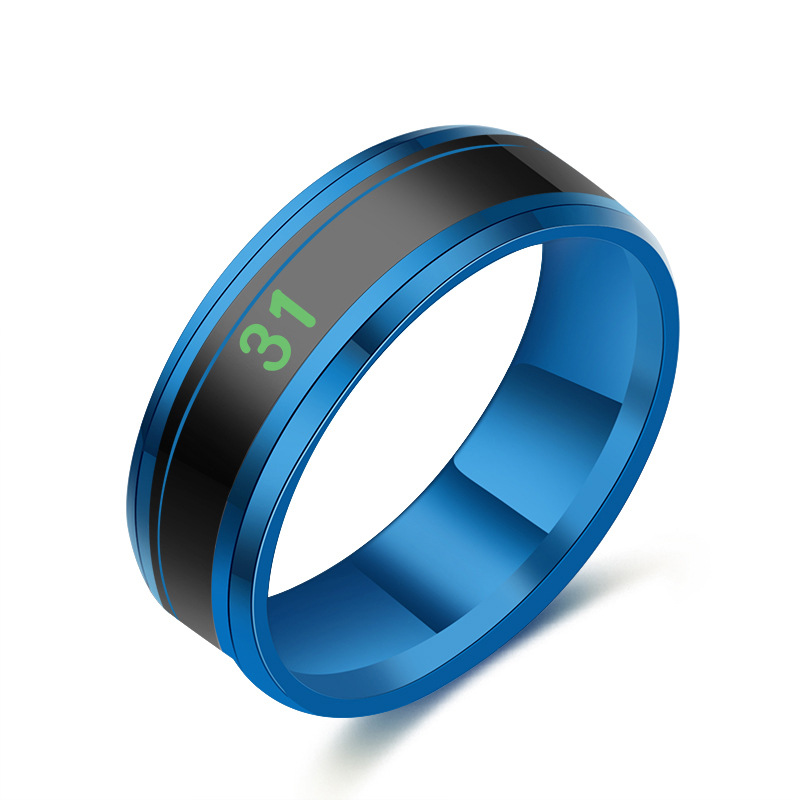Intelligent stainless steel temperature sensing ring temperature sensitive color changing titanium steel smart ring