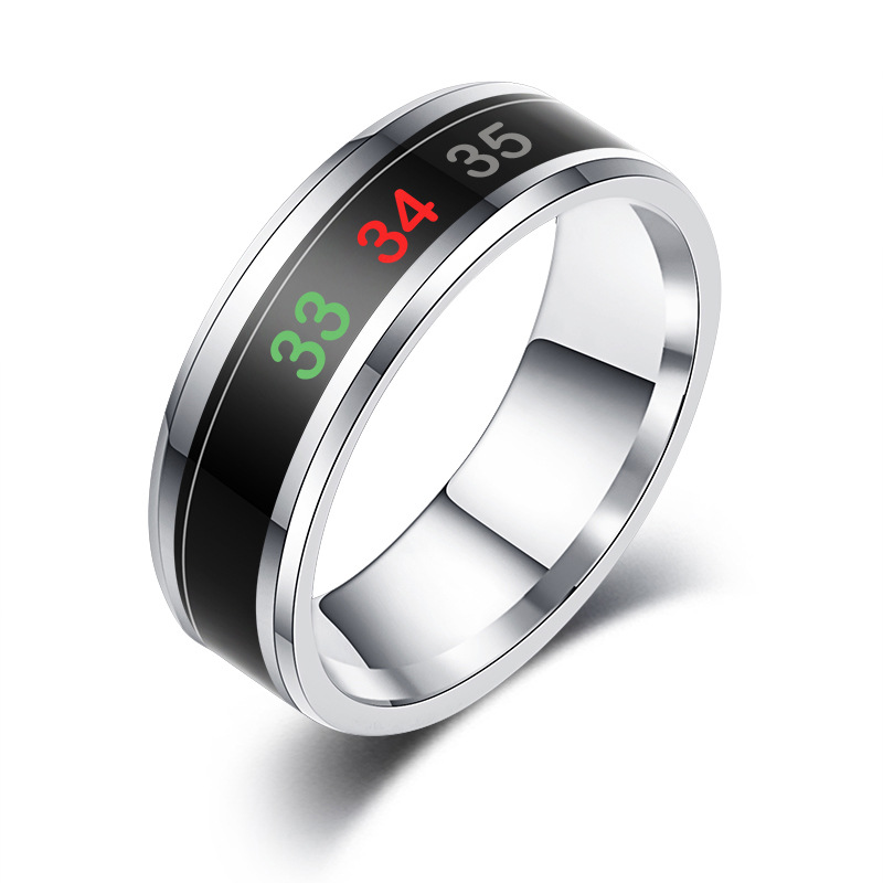 Intelligent stainless steel temperature sensing ring temperature sensitive color changing titanium steel smart ring