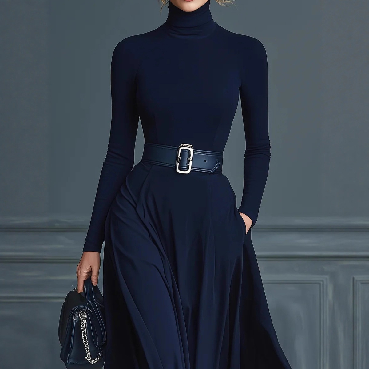 Free delivery of high-quality 2026 new summer women's clothing hot selling long sleeved high neck dress