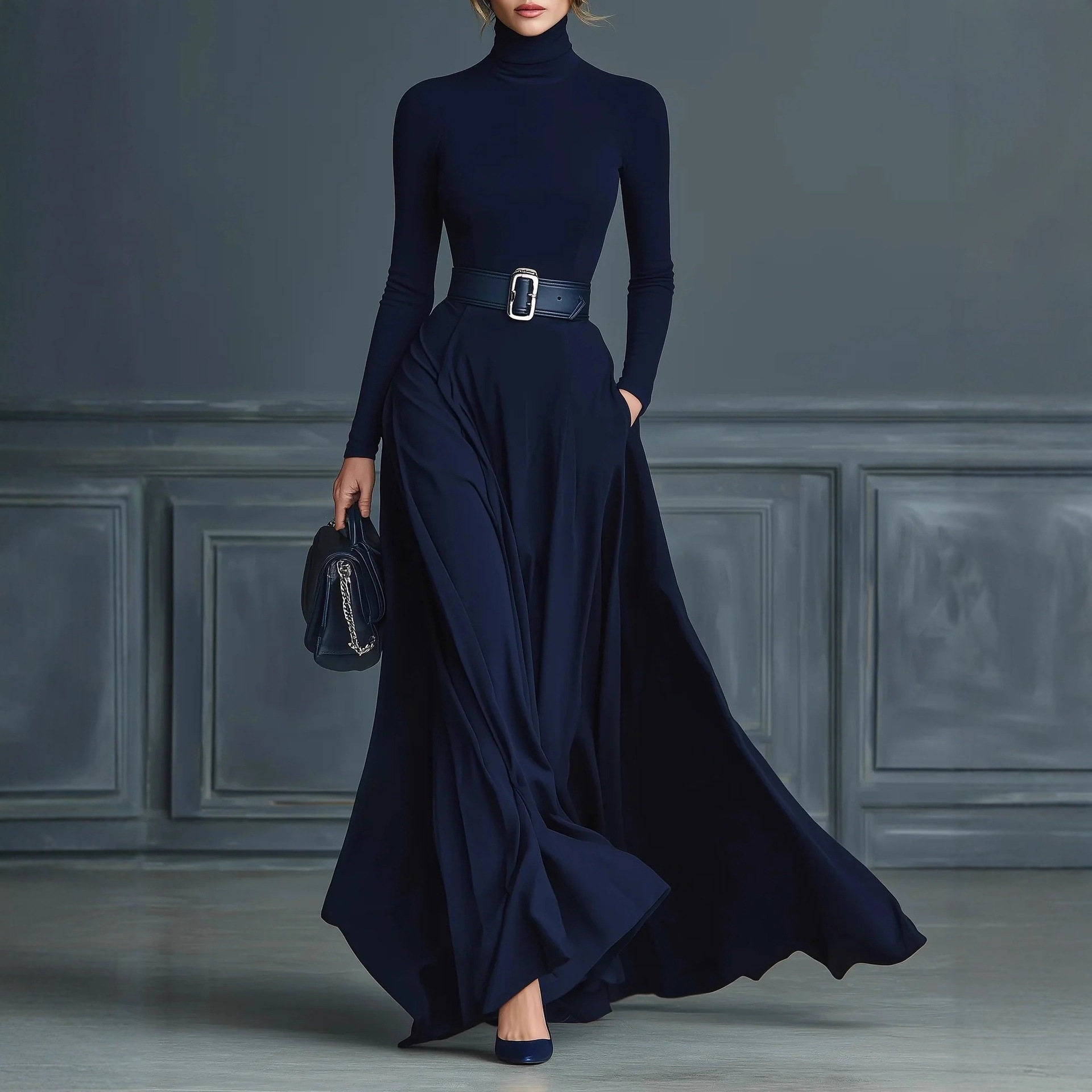 Free delivery of high-quality 2026 new summer women's clothing hot selling long sleeved high neck dress