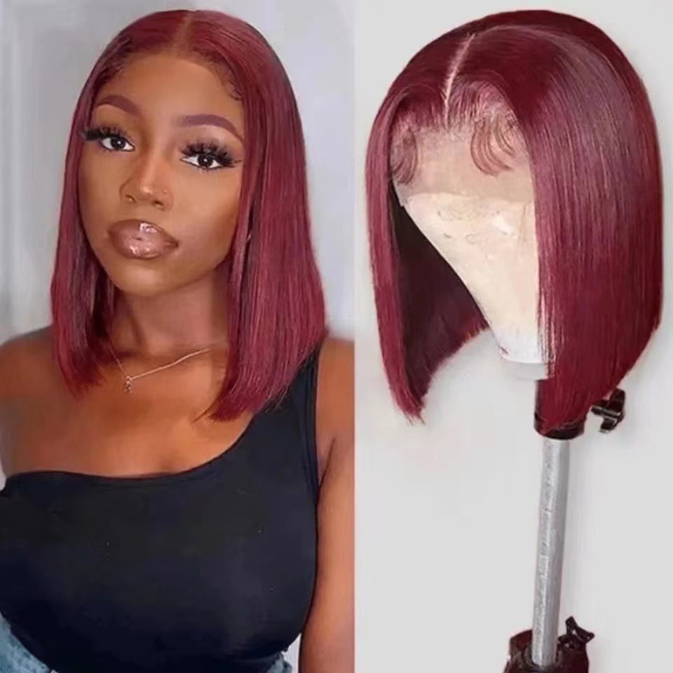 Fashion Short Bob Wig 13x4 Hd Clear Lace Straight Brazilian Pre Plucked Neat Remy Hair 200 Density Skin Friendly Elegant Wigs