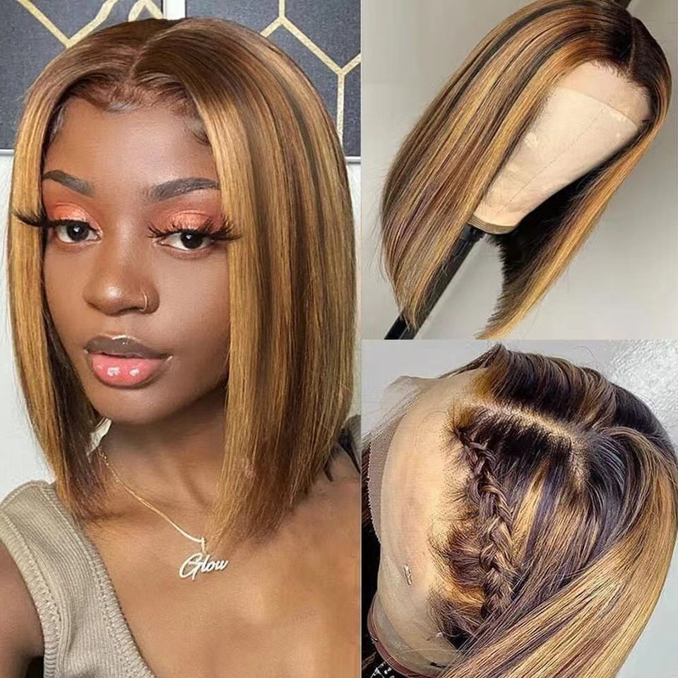 Fashion Short Bob Wig 13x4 Hd Clear Lace Straight Brazilian Pre Plucked Neat Remy Hair 200 Density Skin Friendly Elegant Wigs