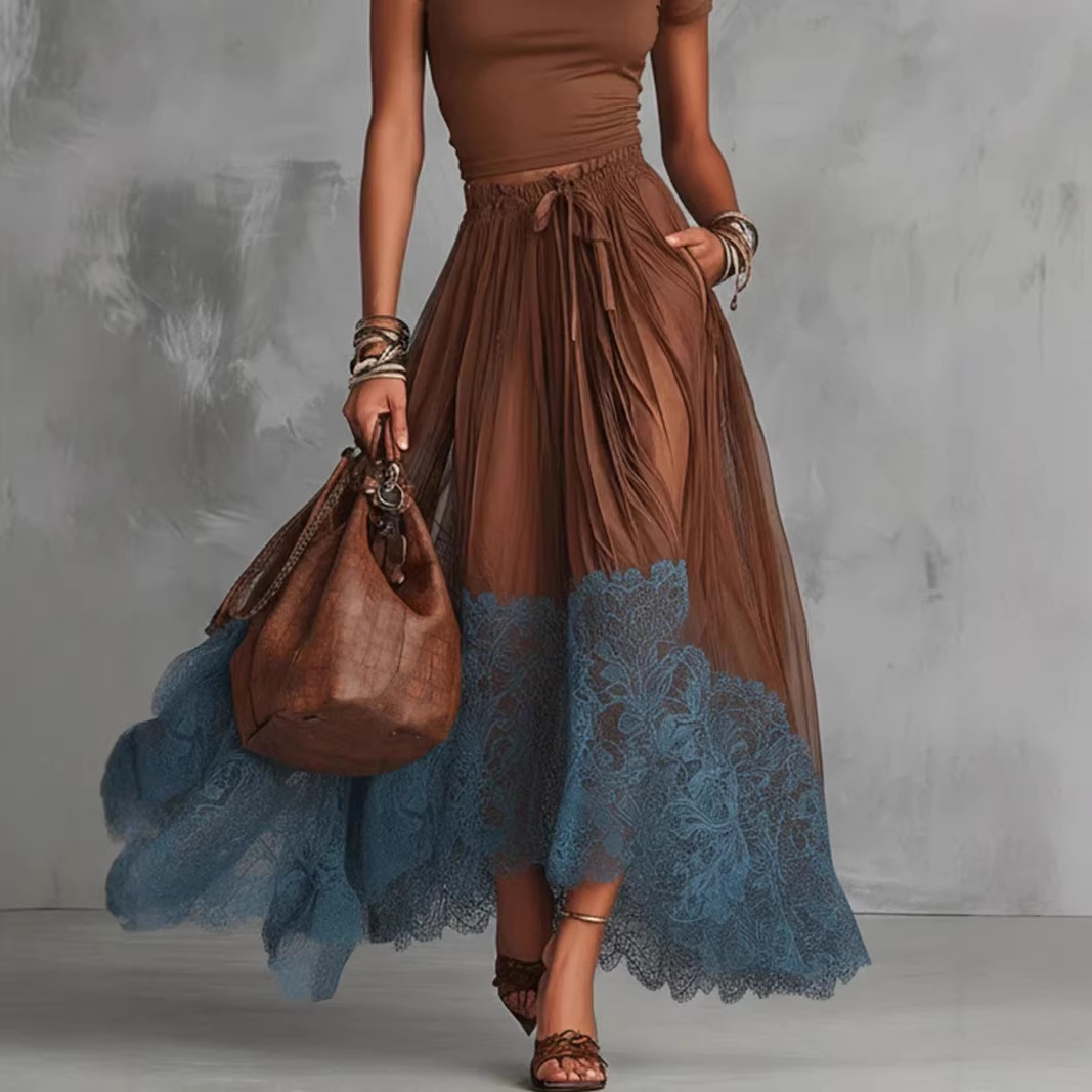 Free delivery of high-quality 2026 new summer women's clothing hot selling V-neck base top+skirt long skirt