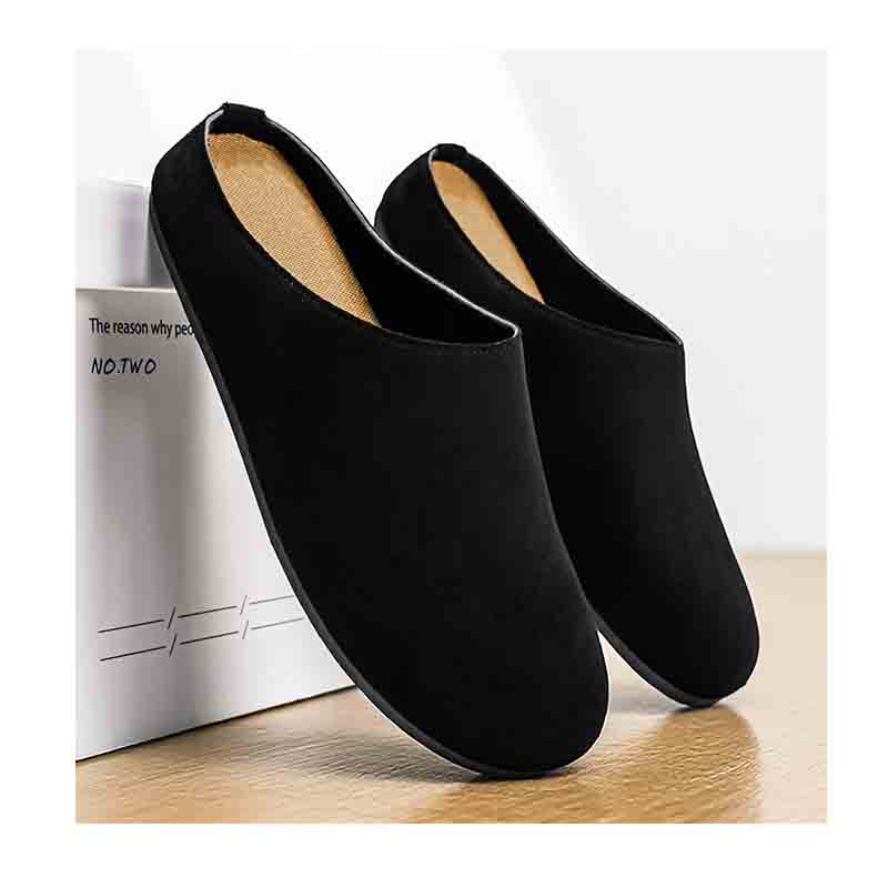 2026 New Fashion Men's Slippers New Retro Solid Color Flat Bottom Slingback Shoes Closed Toe Round Toe Suede Clogs Sandals