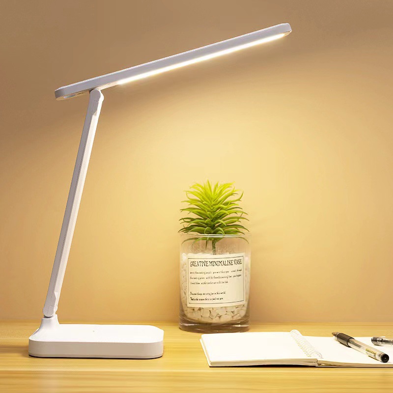 Foldable LED Desk Lamp, USB Charging Eye-Caring Table Light with 3 Color Temperatures, 180° Adjustable, Phone Stand, UK Plug for