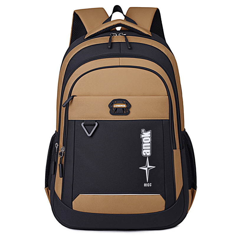 Super Low-Cost 15.6" Waterproof Laptop Backpack – Stylish Oxford Color-Block, Breathable Honeycomb Back, Includes Glasses Pocket