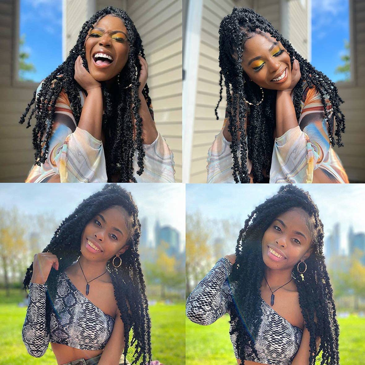 Butterfly Locs Crochet Braiding Hair Extensions 22 Inch Pre-looped Black 24 Strands/Pack
