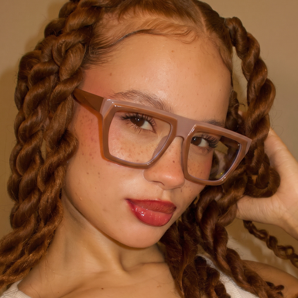 Trendy Flat Top Anti Blue Light Glasses Frame For Women Large Square Frame Lightweight Fashion Travel Daily Outdoor Eyeglasses