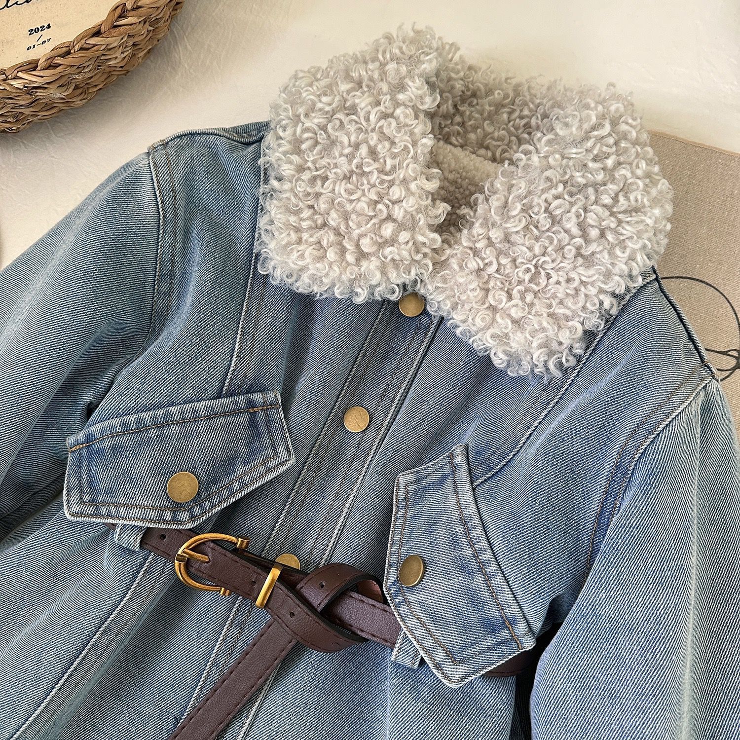2026 New Girl's Plush Cowboy Dress with Winter Fashion Design for Girls Concealed Waist and Thickened Children's Skirt
