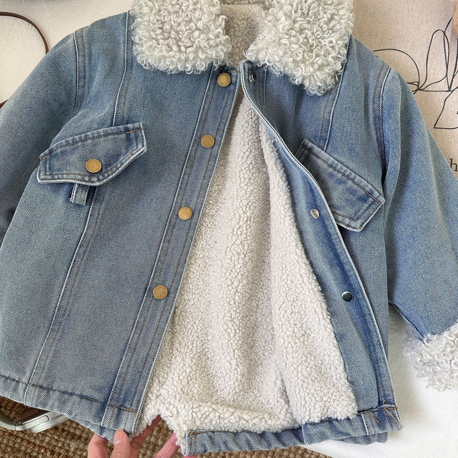 2026 New Girl's Plush Cowboy Dress with Winter Fashion Design for Girls Concealed Waist and Thickened Children's Skirt