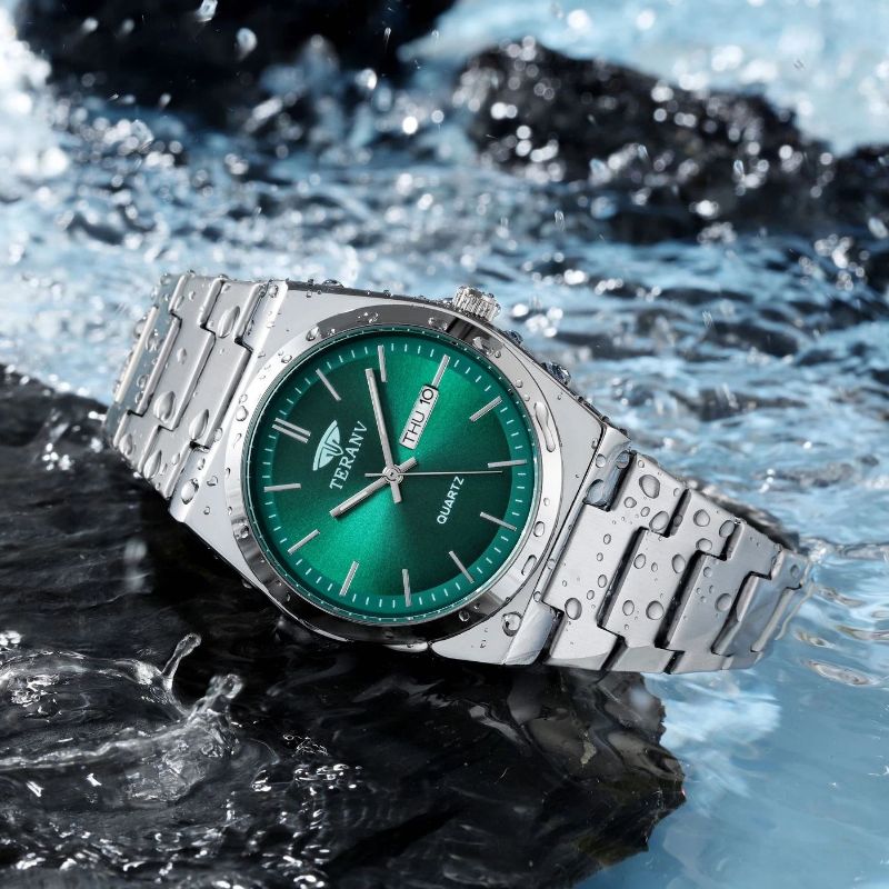 Hot selling ultra-thin stainless steel men's steel strap watch non mechanical luminous calendar waterproof watch