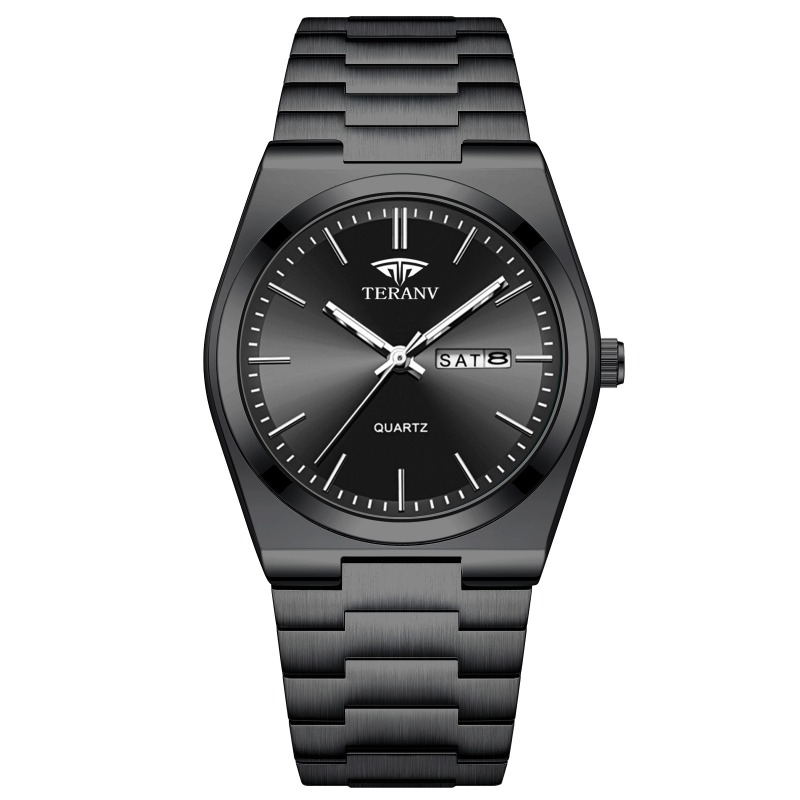 Hot selling ultra-thin stainless steel men's steel strap watch non mechanical luminous calendar waterproof watch