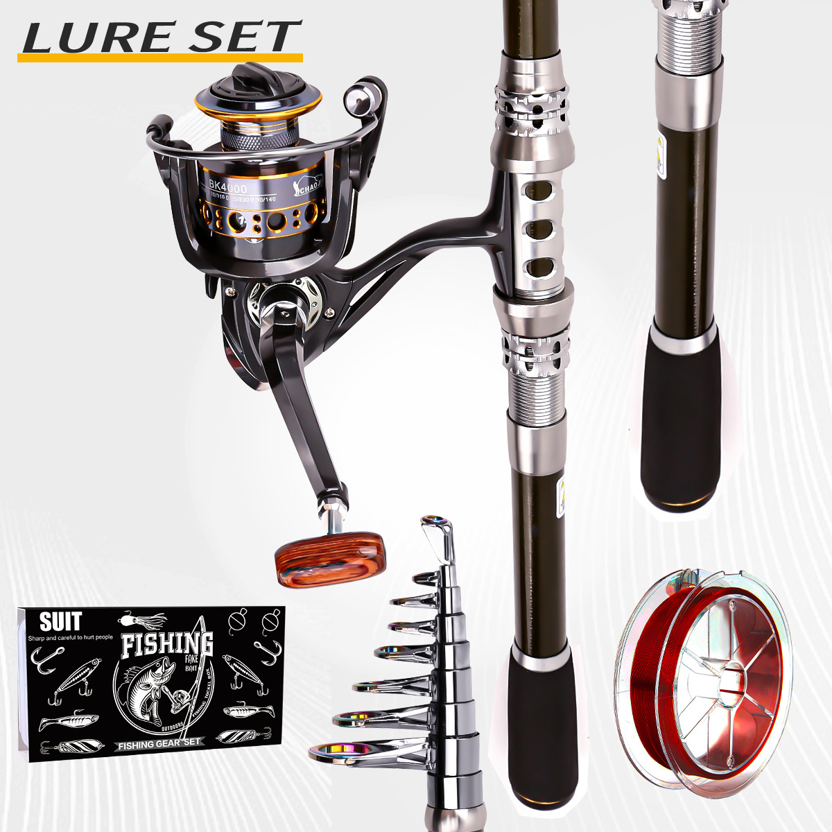 Carbon Telescopic Fishing Rod Reel Combo Spinning Reel Travel Lure Rod Saltwater Freshwater Sea Fishing Tackle Set