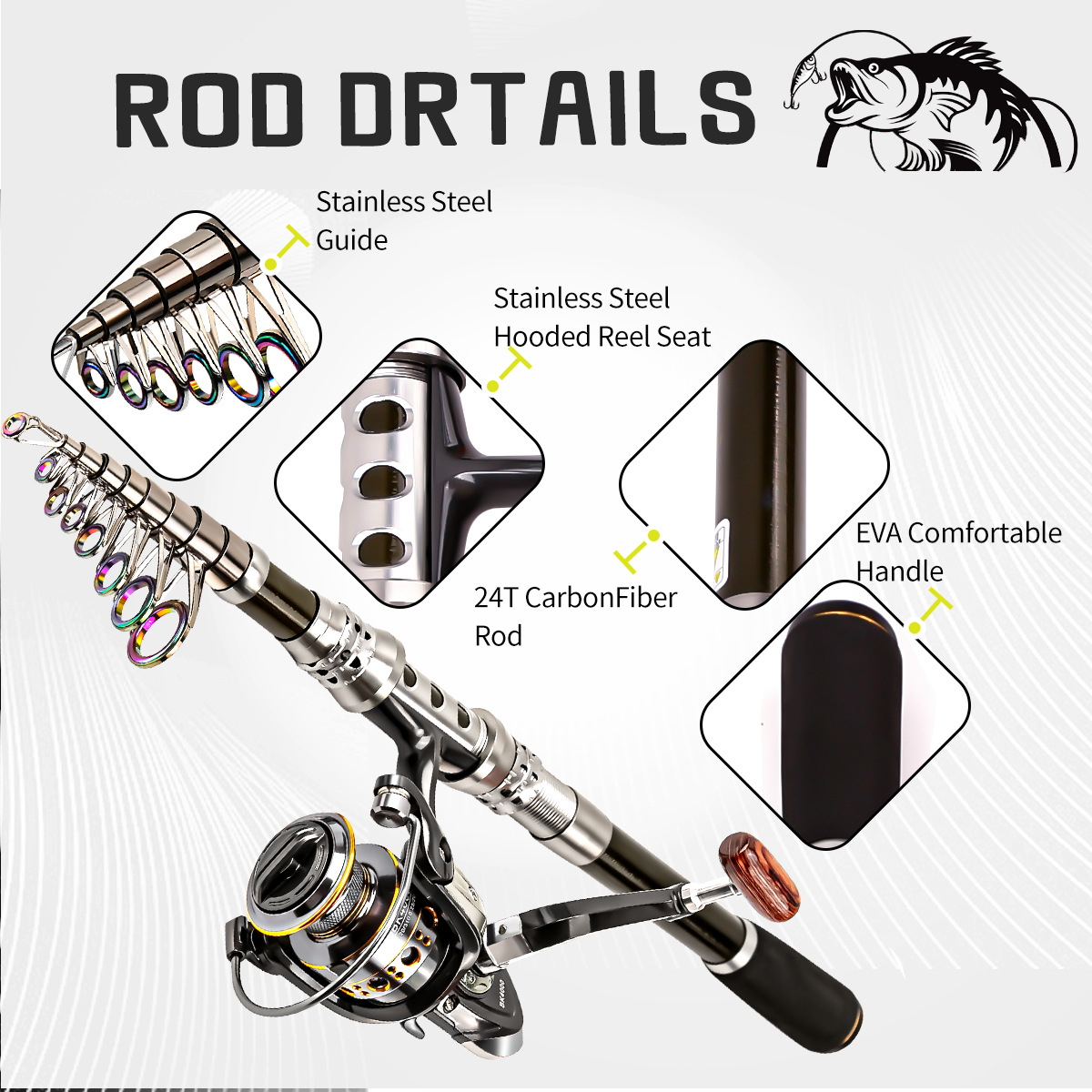 Carbon Telescopic Fishing Rod Reel Combo Spinning Reel Travel Lure Rod Saltwater Freshwater Sea Fishing Tackle Set