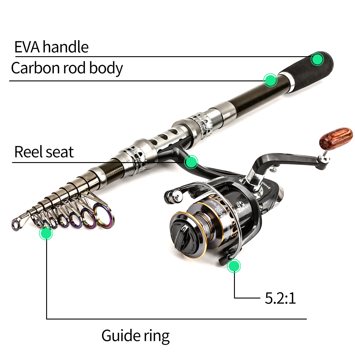 Carbon Telescopic Fishing Rod Reel Combo Spinning Reel Travel Lure Rod Saltwater Freshwater Sea Fishing Tackle Set