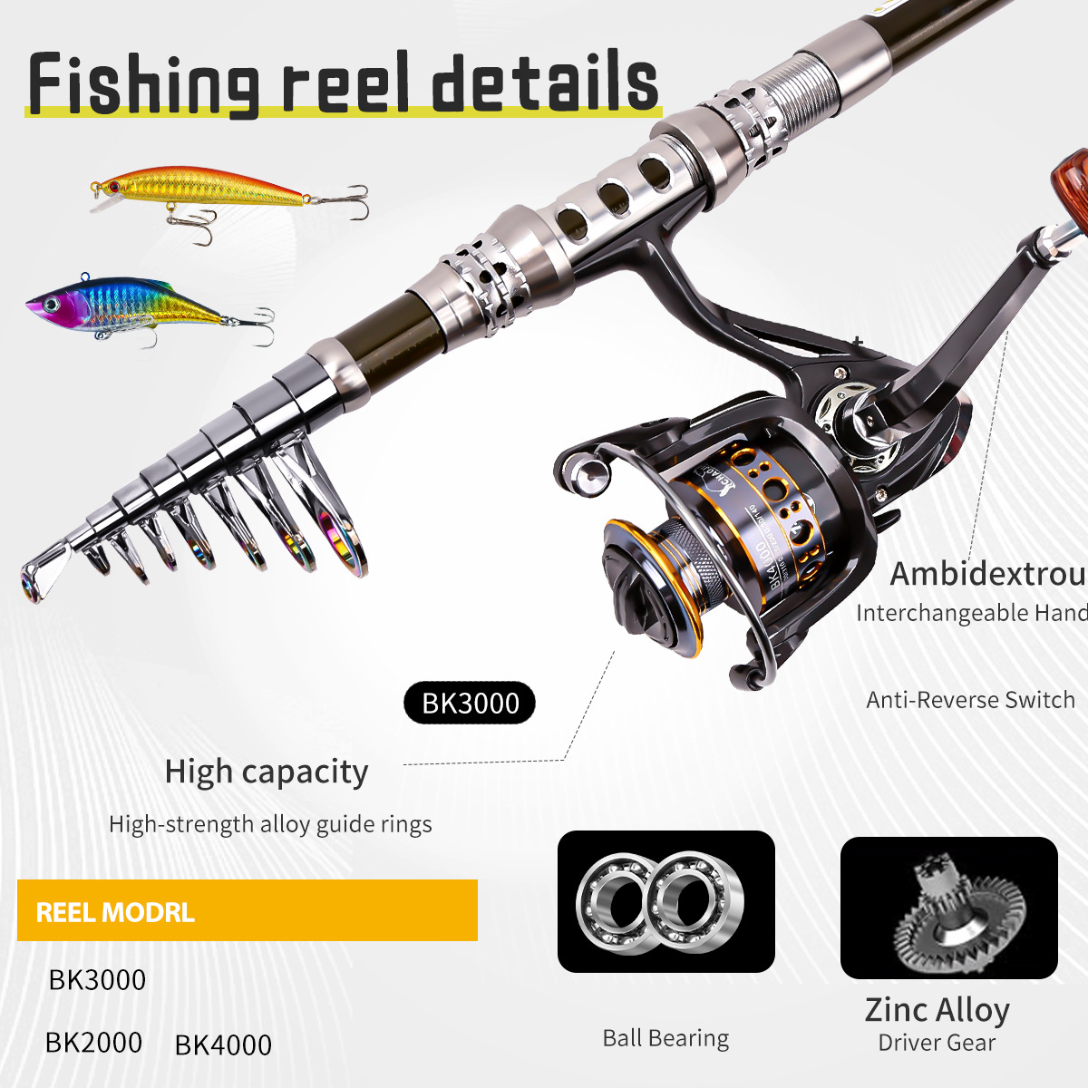 Carbon Telescopic Fishing Rod Reel Combo Spinning Reel Travel Lure Rod Saltwater Freshwater Sea Fishing Tackle Set