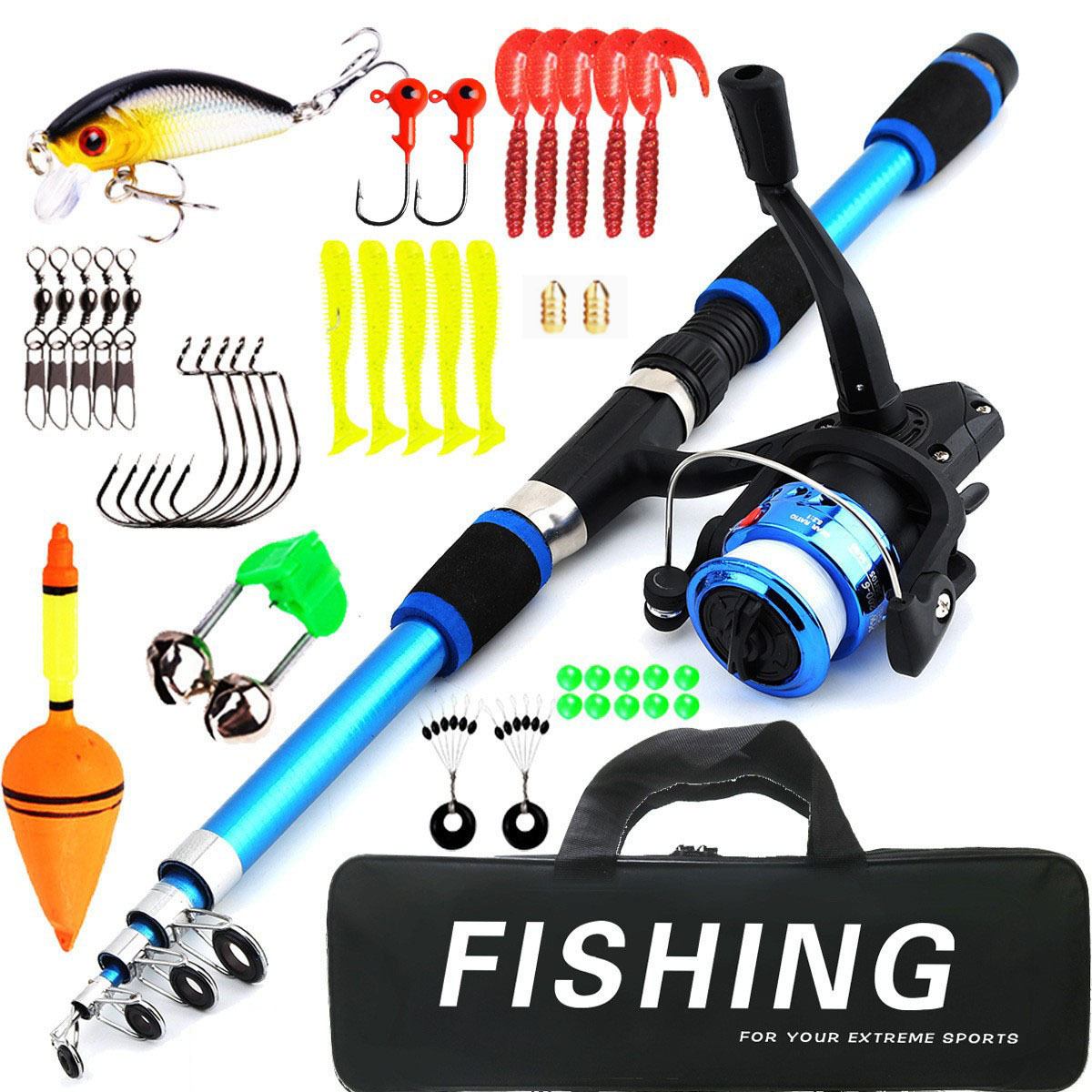 1.8M Ultra Short Fishing Rod And Reel Combo Kids Fishing Rod Set Children Fishing Tackle Kit