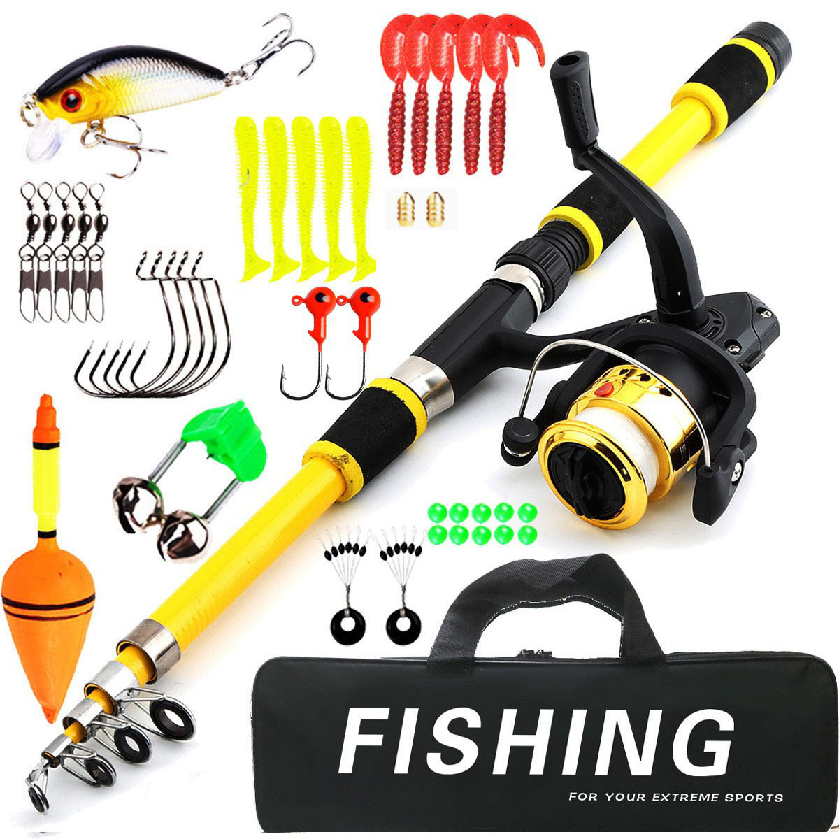 1.8M Ultra Short Fishing Rod And Reel Combo Kids Fishing Rod Set Children Fishing Tackle Kit