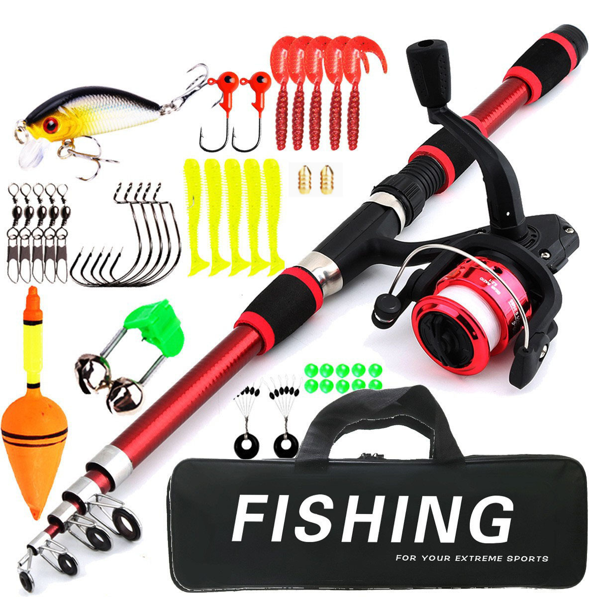 1.8M Ultra Short Fishing Rod And Reel Combo Kids Fishing Rod Set Children Fishing Tackle Kit
