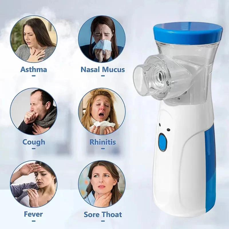 New Portable Blue Mini Handheld Nebulizer Inhaler Nebulizer Kids Adult Mesh Atomizer Nebulizador Medical Equipment Asthma