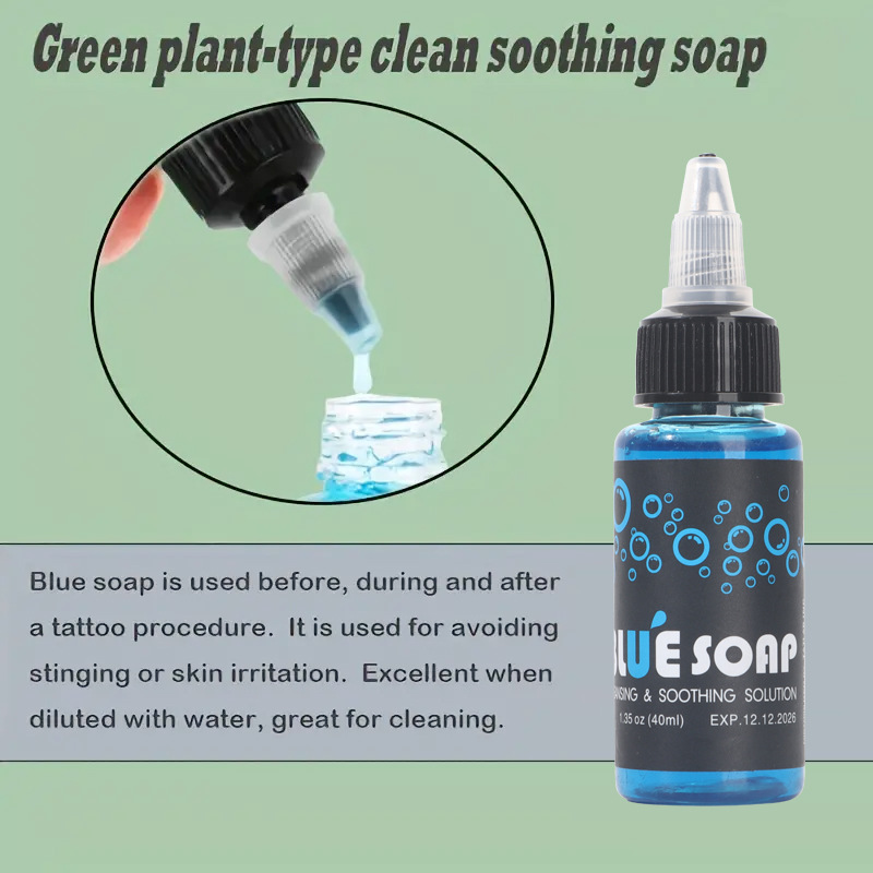 40ML Blue Algae Tattoo Foam Cleanser 40ML Tattoo Disinfectant Cleaning Liquid Tattoo Supply For Tattoo Skin Care