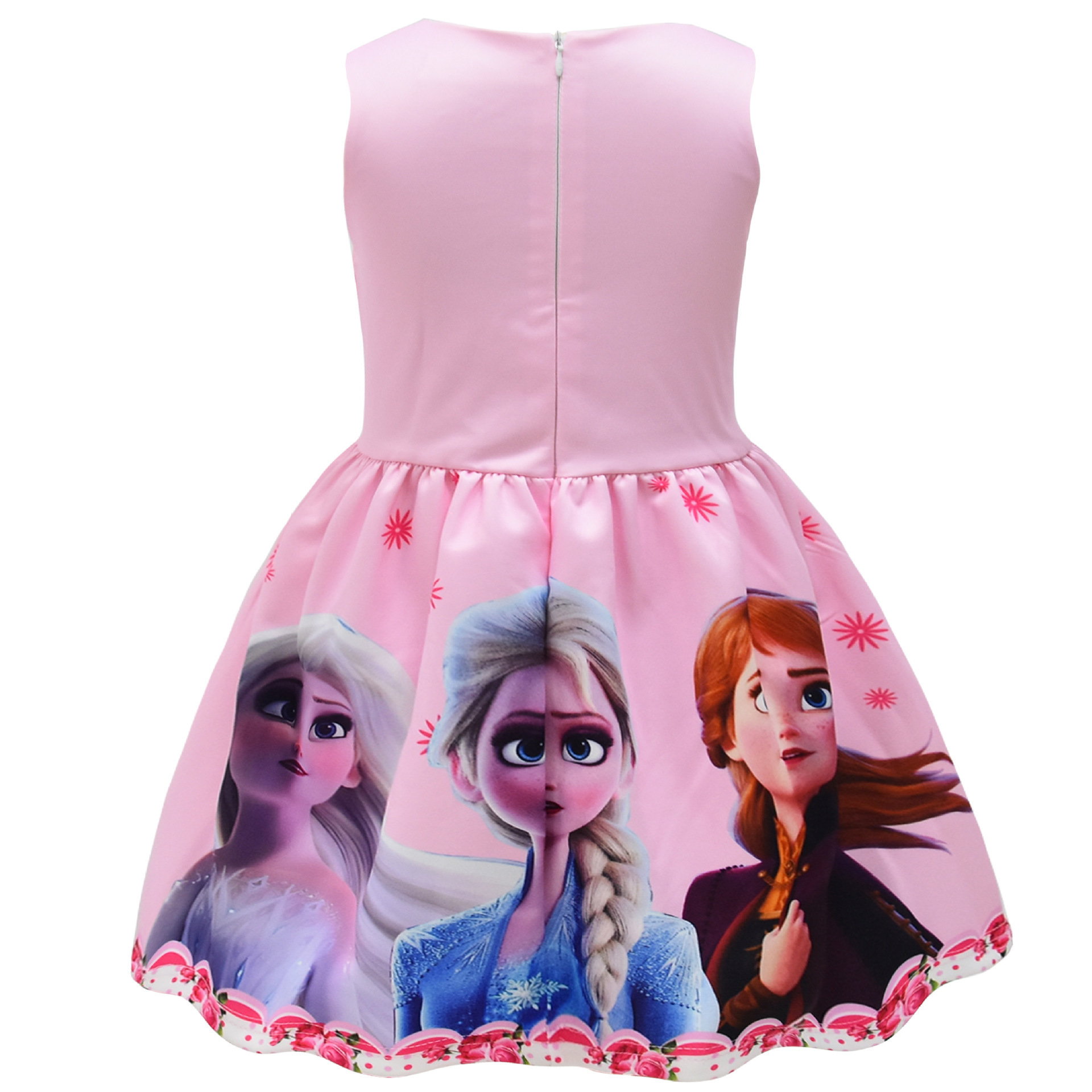 Cute Cartoon Cotton Summer Girls Dress Children Dresses Princess Baby Disney Princess Frozen Elsa Dress Kids Sleeveless bow