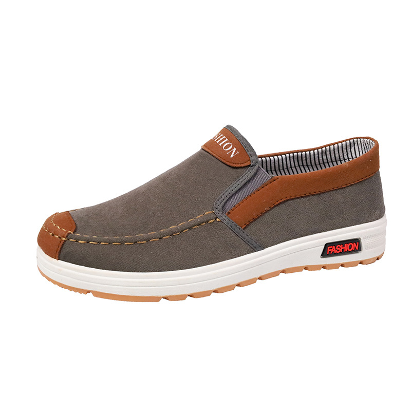 Fashionable Large Size Men's Canvas Shoes Slip-on Lazy Shoes Anti-slip Wear-resistant Casual Shoes with Beef Sole