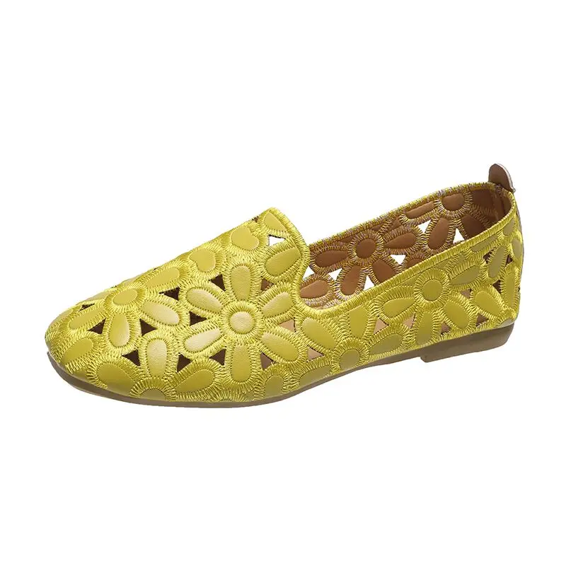 Size 35-42 Square Toe Summer Shoes for Women Embroidery Designer Shoes Soft Slipon Loafers Moccasin Leisure Women's Ballet Flats