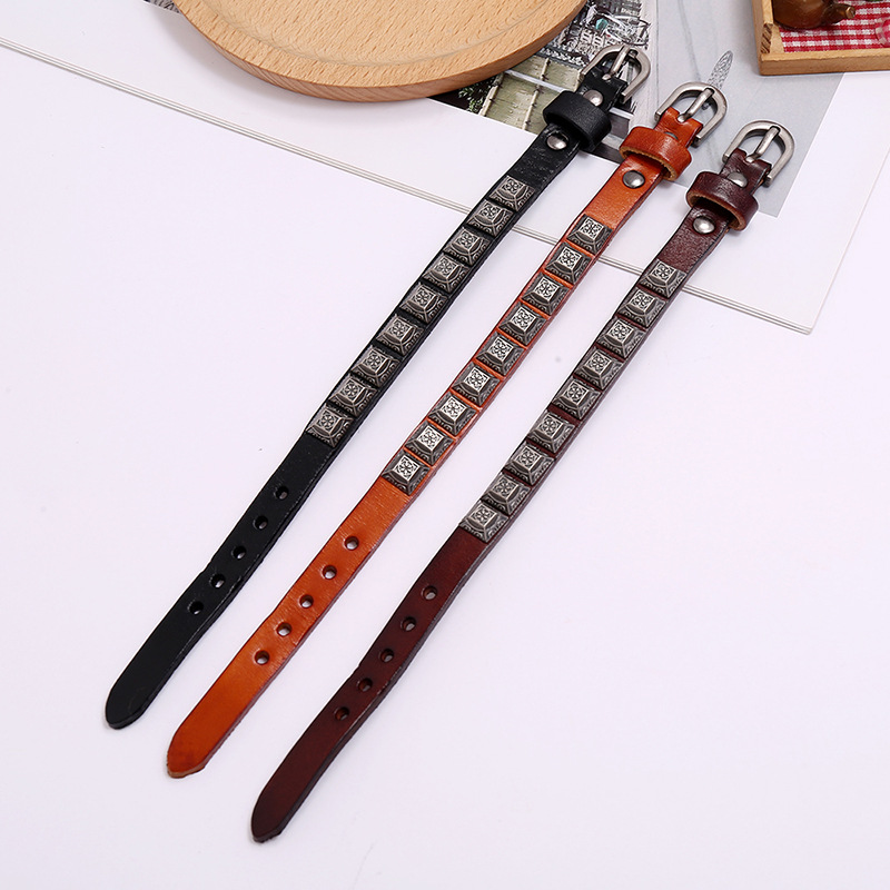2026 New Vintage Leather Skull Bracelet Adjustable Charm Men's Bracelet Hip Hop Punk Jewelry Accessories for Christmas Gifts