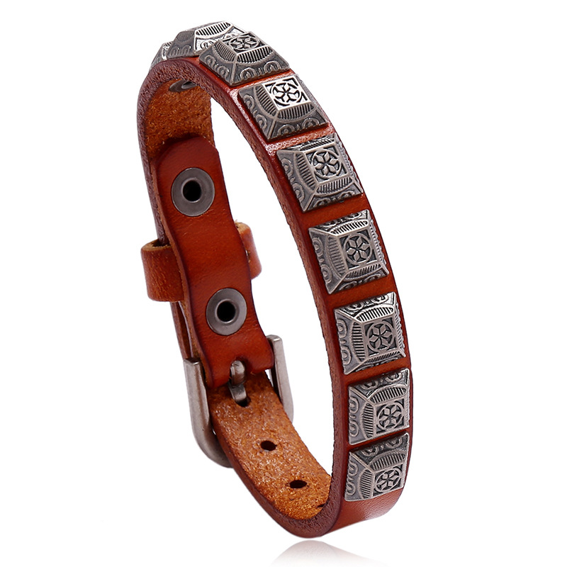 2026 New Vintage Leather Skull Bracelet Adjustable Charm Men's Bracelet Hip Hop Punk Jewelry Accessories for Christmas Gifts
