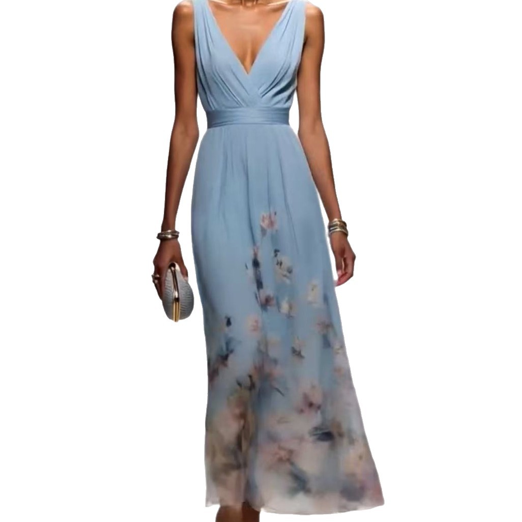Free delivery of high-quality 2026 new summer women's clothing hot selling V-neck dress