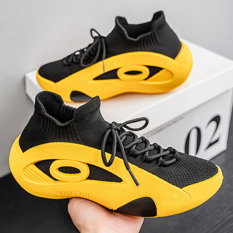 Men's New Fashion Sport Running Caual Breathable Mesh Slip On Shoes Flat Thick Large Size Comfortable Sneakers Male Footwear