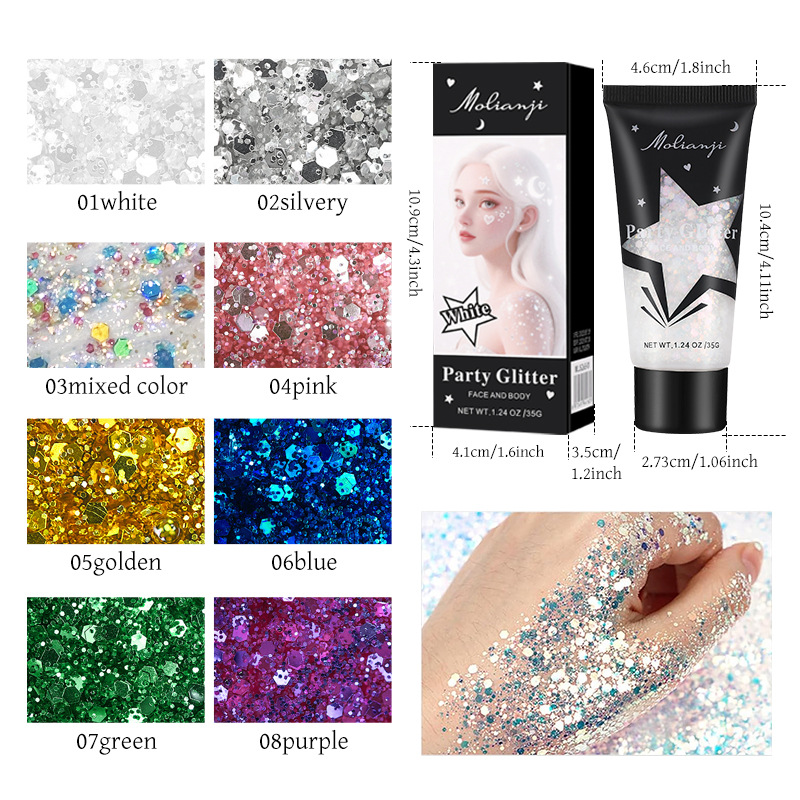 Popular pearl gel sequins glitter eye shadow face stage bright makeup