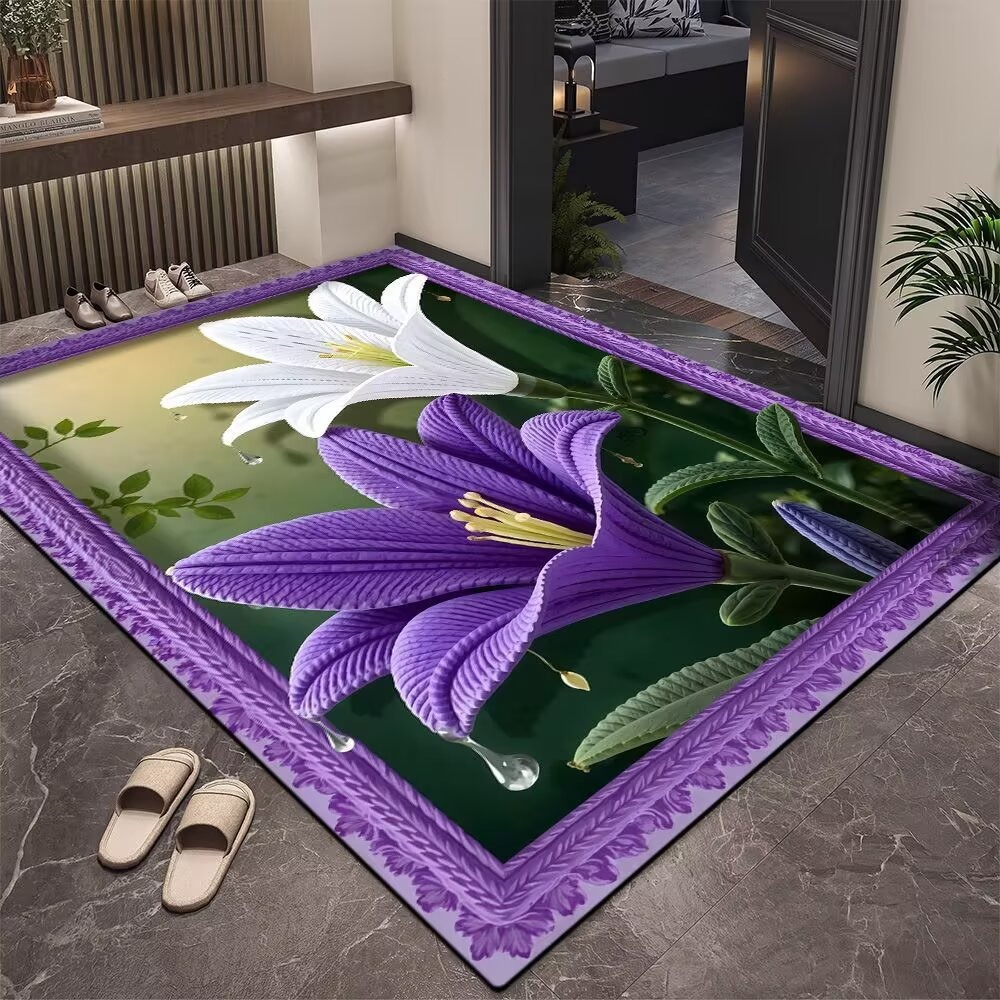 3D simulation floral printed door mat household entrance doors dirt resistant floor mats bathrooms absorbent floor mats