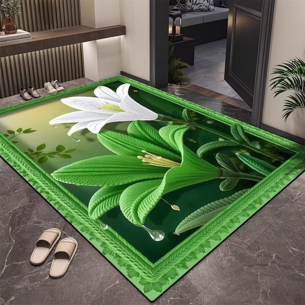 3D simulation floral printed door mat household entrance doors dirt resistant floor mats bathrooms absorbent floor mats