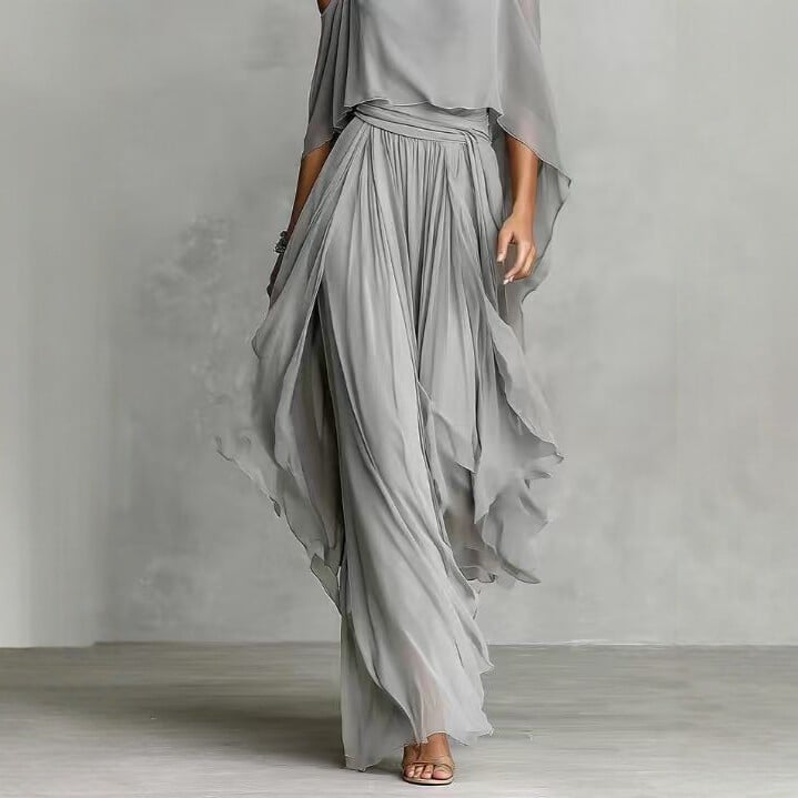 Free delivery of high-quality 2026 new summer women's clothing hot selling gray off shoulder suspender wide leg pants set