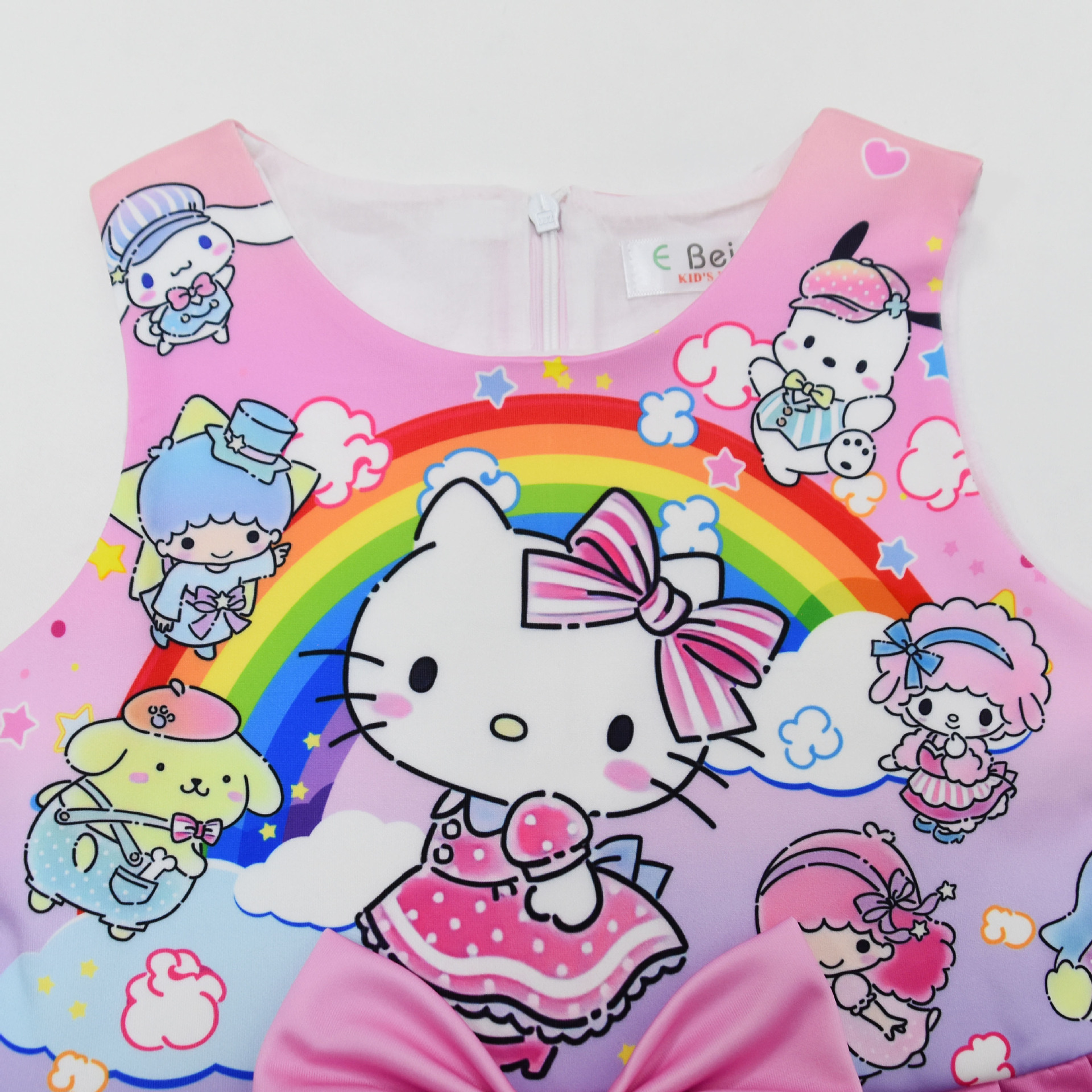 Cute Cartoon Cotton Summer Girls Dress Children Dresses Princess Baby Hello Kitty Dress Kids Sleeveless bow
